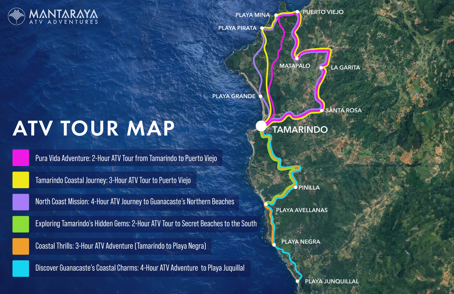 Map of Playa Tamarindo ATV Tours